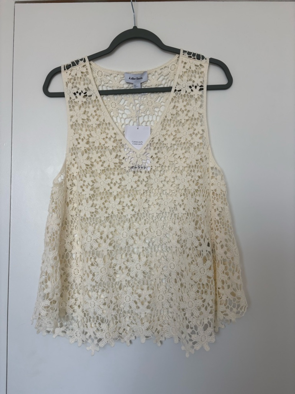 & Other Stories Cream Floral Crochet Top Size Small - Picture 4 of 9